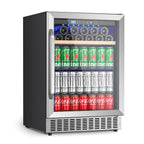 16 Bottle 118 Can Wine Cooler/Cabinet Beverage Refrigerator Mini Wine Cellar Beer Soda Clear Glass Door Bar Fridge Quiet Compressor Adjust Temp Freestanding Indoor Use 4.9Cu.ft