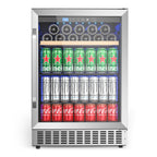 16 Bottle 118 Can Wine Cooler/Cabinet Beverage Refrigerator Mini Wine Cellar Beer Soda Clear Glass Door Bar Fridge Quiet Compressor Adjust Temp Freestanding Indoor Use 4.9Cu.ft