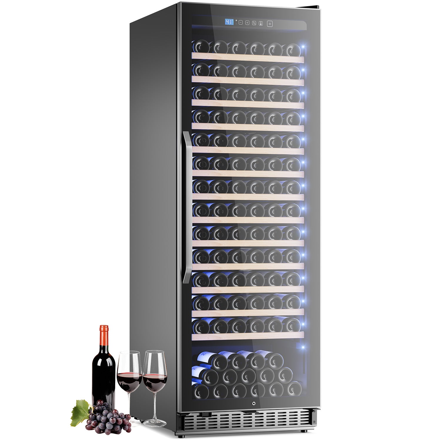 158-Bottle Wine Cooler Refrigerator Suitable for Mixed Bottle Sizes, 24 Inch Wine Refrigerator Freestanding with Professional Temperature Control System, Low Noise Operation