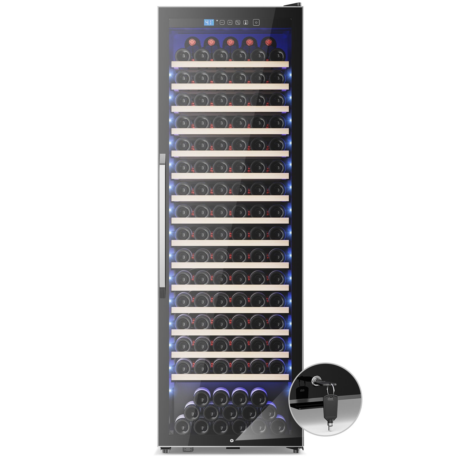 187 Bottle Wine Fridge Freestanding, Wine Cooler Refrigerator, Wine Cellar w/Lock & Led Display, Digital Temperature Control Fridge for Home and Kitchen, for Wine Enthusiast