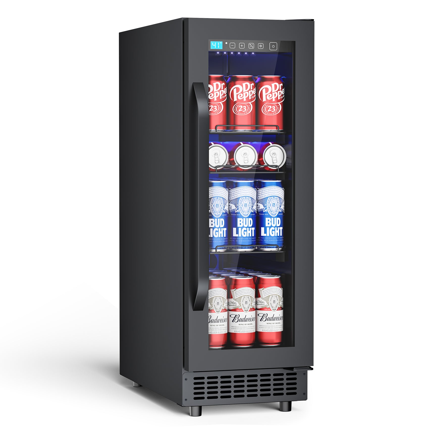 60 Cans Beverage Refrigerator with Double-Layer Glass Door, Digital Temperature Control, LED Lgiht for Home, Bar, Office