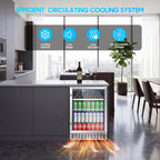16 Bottle 118 Can Wine Cooler/Cabinet Beverage Refrigerator Mini Wine Cellar Beer Soda Clear Glass Door Bar Fridge Quiet Compressor Adjust Temp Freestanding Indoor Use 4.9Cu.ft