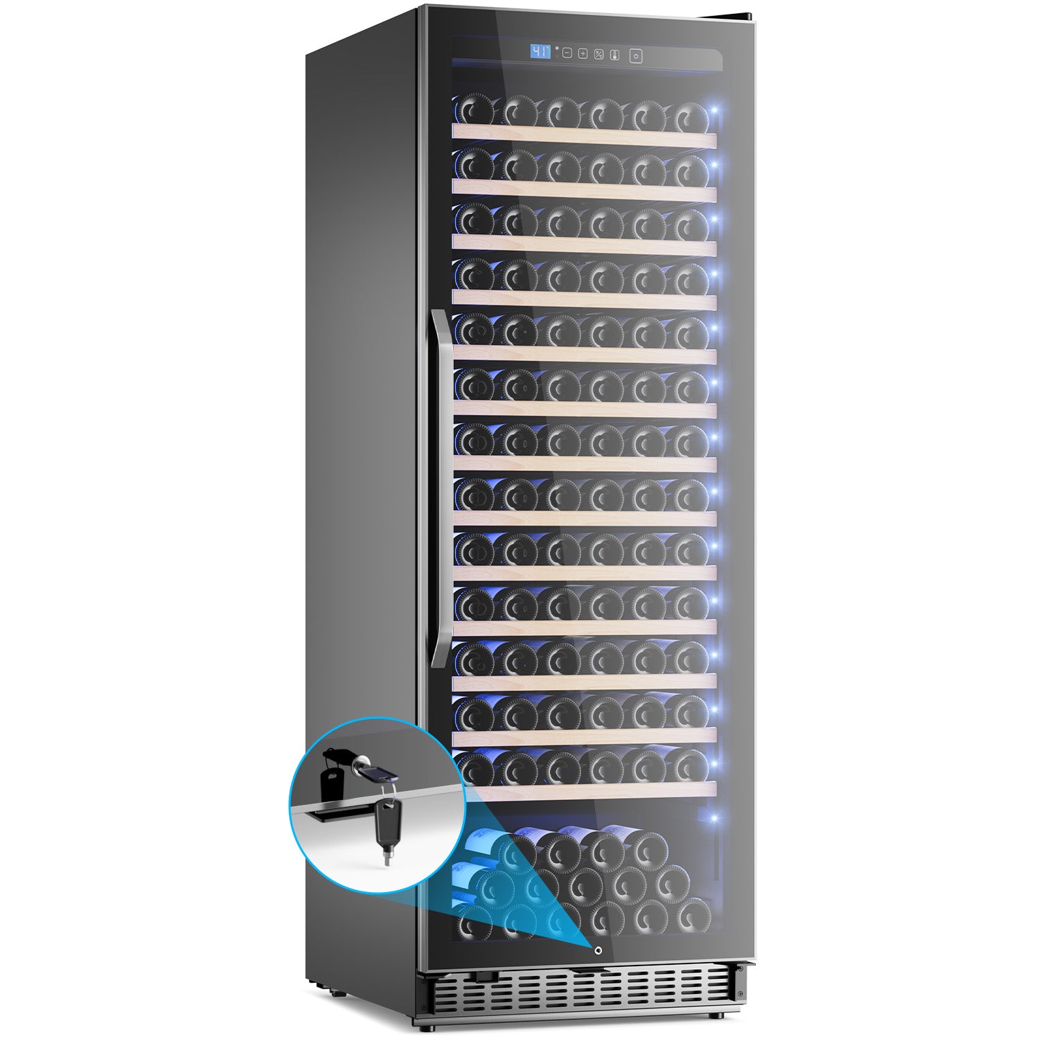 158-Bottle Wine Cooler Refrigerator Suitable for Mixed Bottle Sizes, 24 Inch Wine Refrigerator Freestanding with Professional Temperature Control System, Low Noise Operation
