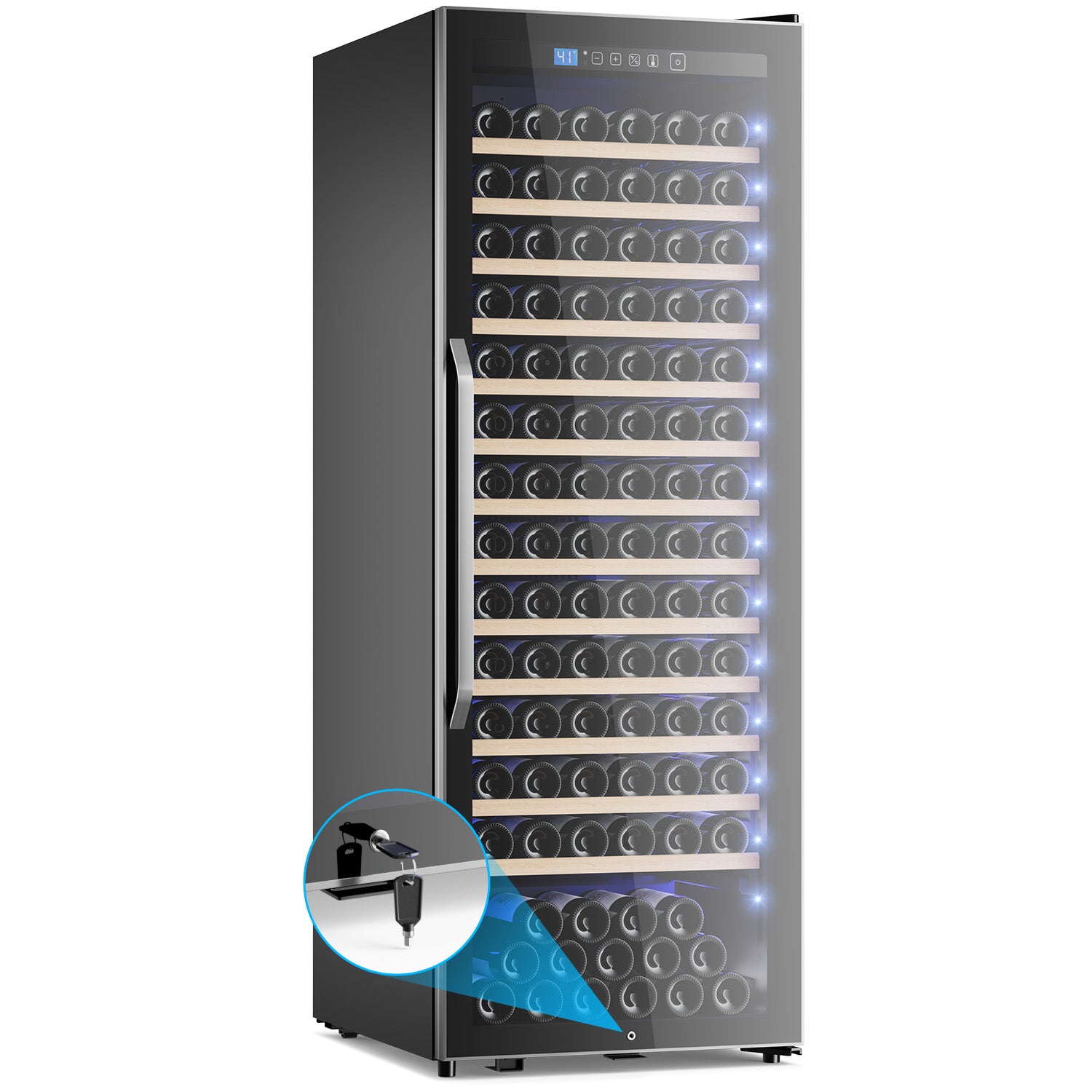 158-Bottle Wine Cooler Refrigerator Suitable for Mixed Bottle Sizes, 24 Inch Wine Refrigerator Freestanding or Built-In, Low Noise Operation