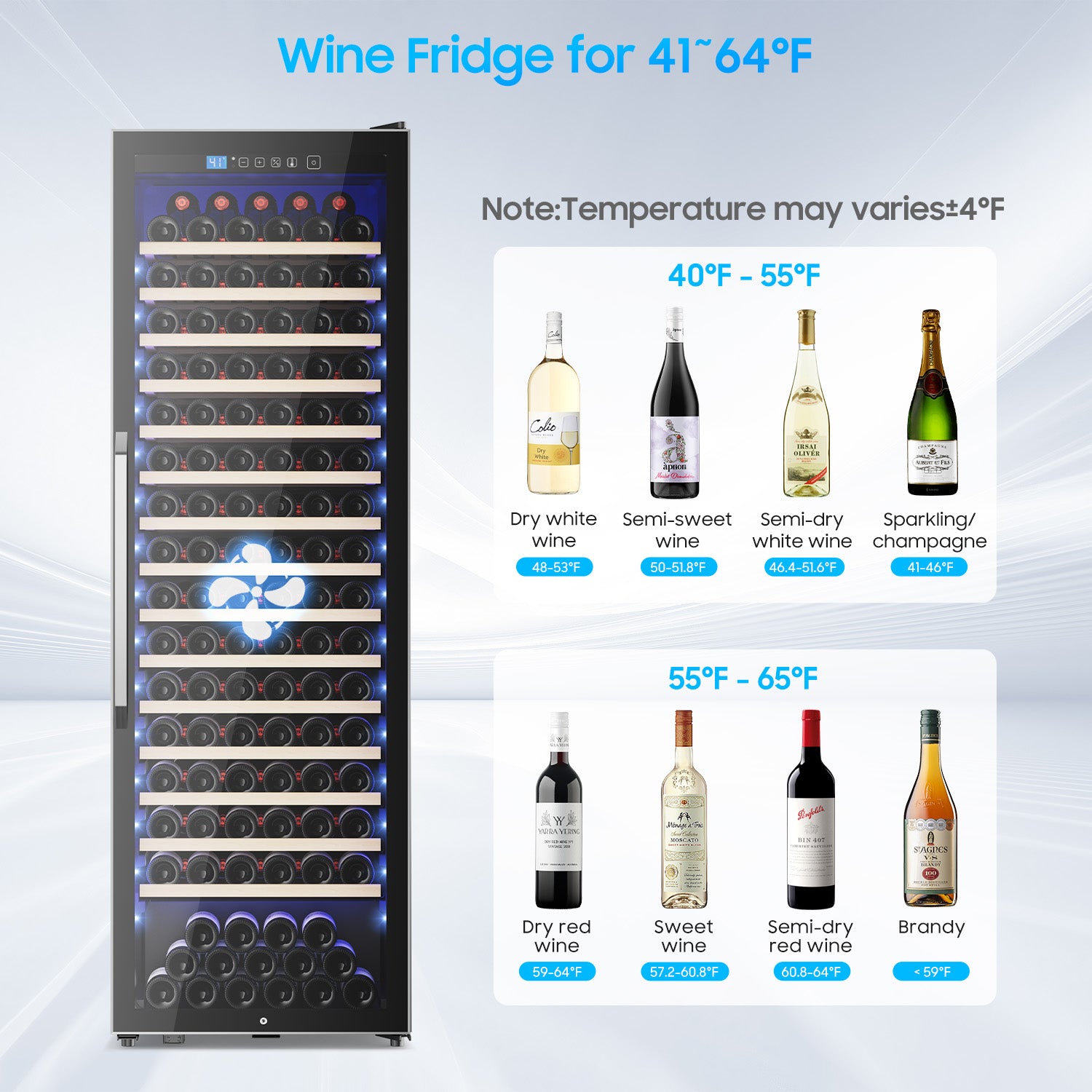 187 Bottle Wine Fridge Freestanding, Wine Cooler Refrigerator, Wine Cellar w/Lock & Led Display, Digital Temperature Control Fridge for Home and Kitchen, for Wine Enthusiast