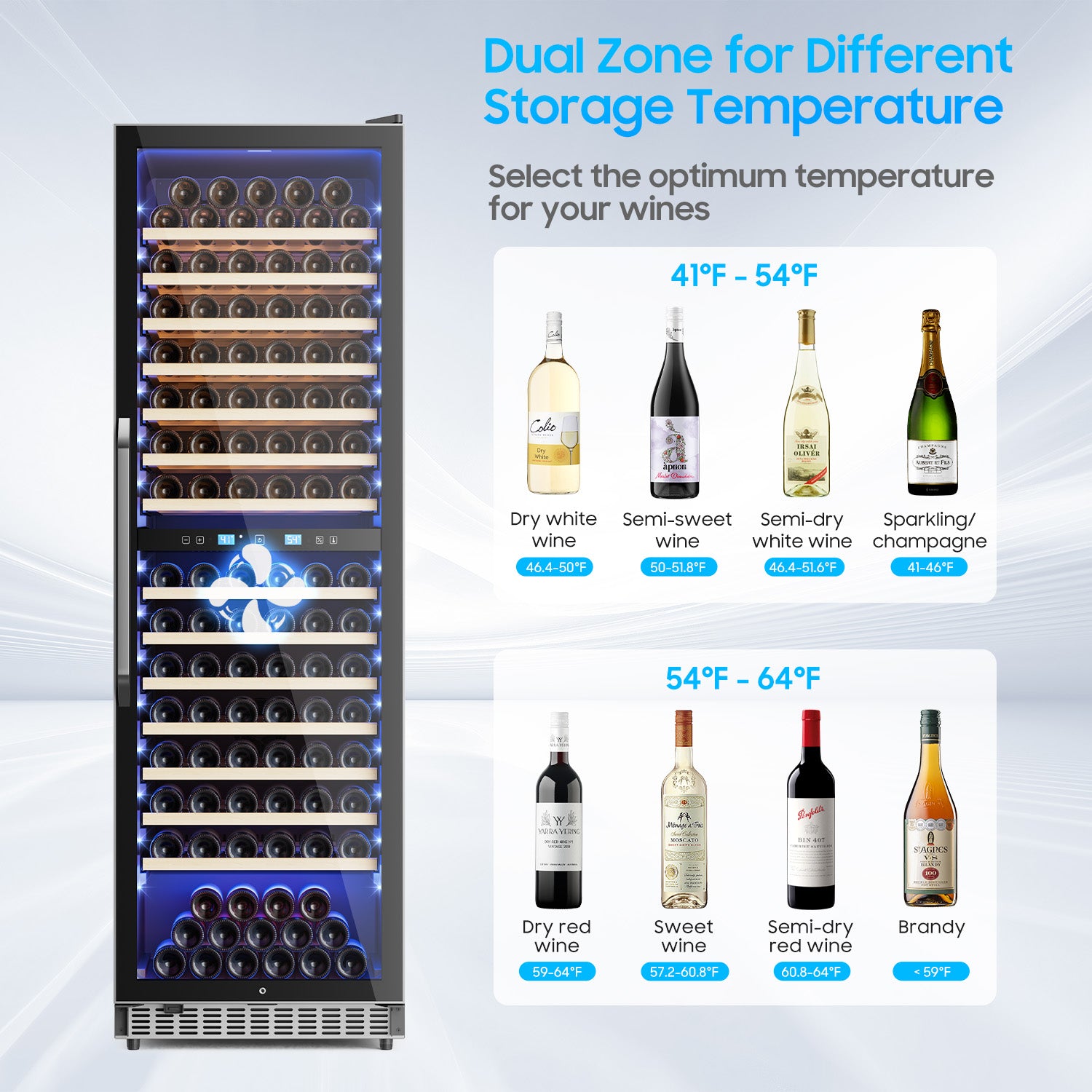 Wine Cooler Refrigerator 24 Inch,176 Bottle Dual Zone Wine Fridge Freestanding/Built-In with Upgraded Compressor, Low-Noise Wine Cellar & Intelligent Temperature Control
