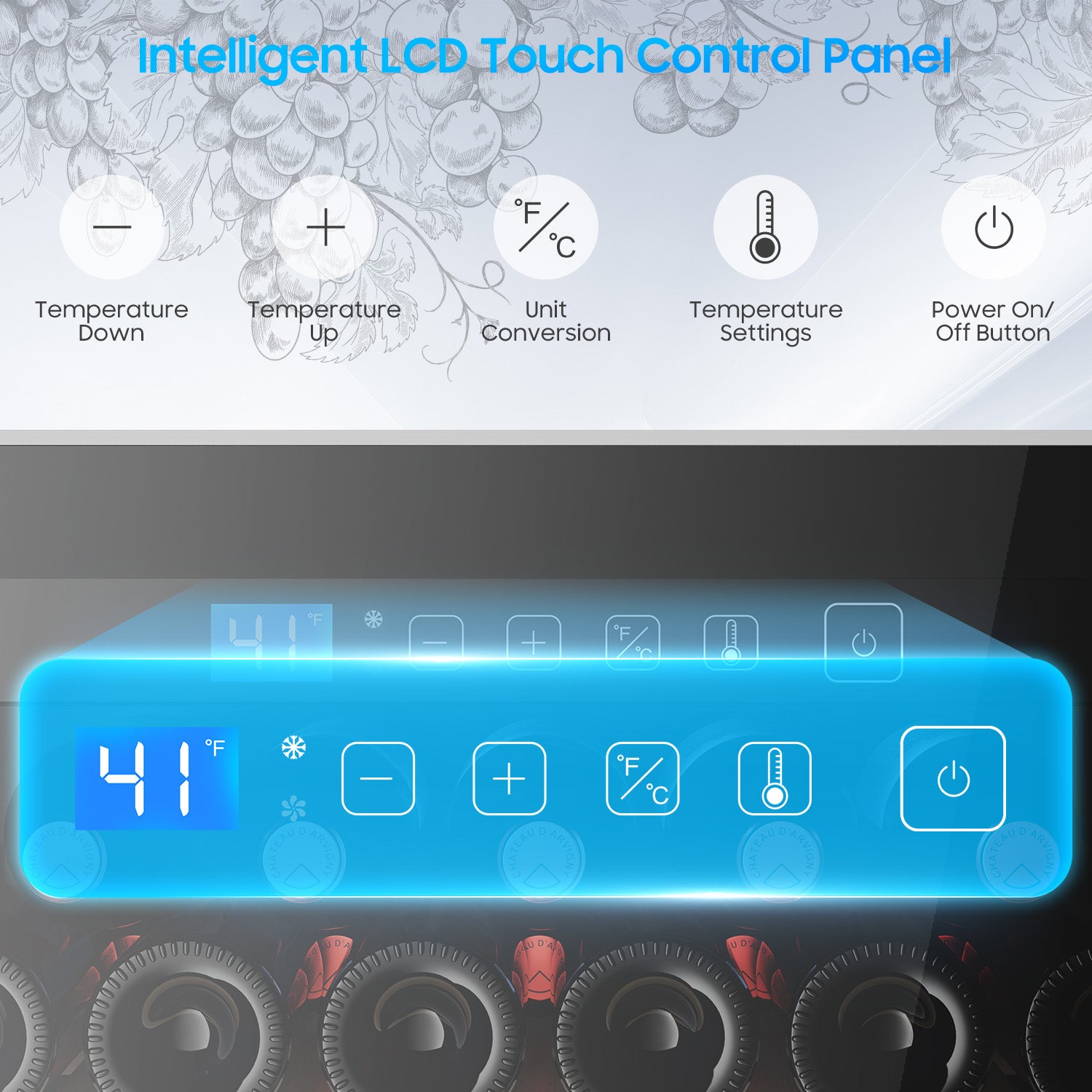 187 Bottle Wine Fridge Freestanding, Wine Cooler Refrigerator, Wine Cellar w/Lock & Led Display, Digital Temperature Control Fridge for Home and Kitchen, for Wine Enthusiast