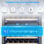 Wine Cooler Refrigerator 24 Inch,176 Bottle Dual Zone Wine Fridge Freestanding/Built-In with Upgraded Compressor, Low-Noise Wine Cellar & Intelligent Temperature Control