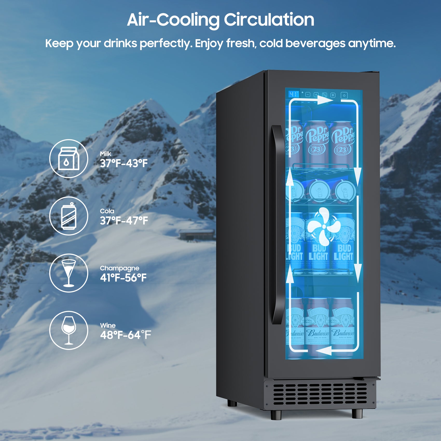 60 Cans Beverage Refrigerator with Double-Layer Glass Door, Digital Temperature Control, LED Lgiht for Home, Bar, Office