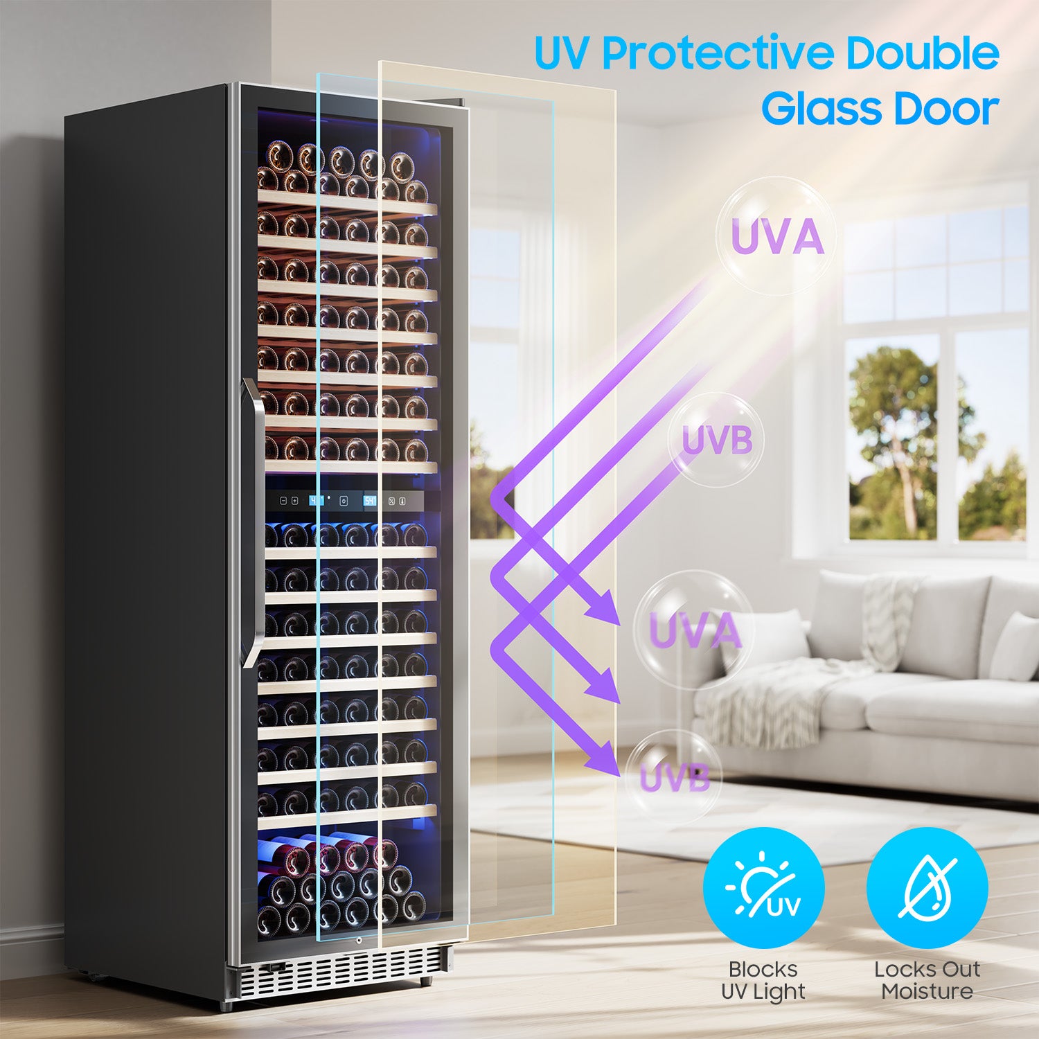 Wine Cooler Refrigerator 24 Inch,176 Bottle Dual Zone Wine Fridge Freestanding/Built-In with Upgraded Compressor, Low-Noise Wine Cellar & Intelligent Temperature Control
