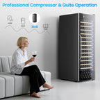 158-Bottle Wine Cooler Refrigerator Suitable for Mixed Bottle Sizes, 24 Inch Wine Refrigerator Freestanding or Built-In, Low Noise Operation
