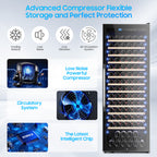 158-Bottle Wine Cooler Refrigerator Suitable for Mixed Bottle Sizes, 24 Inch Wine Refrigerator Freestanding or Built-In, Low Noise Operation