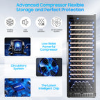 158-Bottle Wine Cooler Refrigerator Suitable for Mixed Bottle Sizes, 24 Inch Wine Refrigerator Freestanding with Professional Temperature Control System, Low Noise Operation