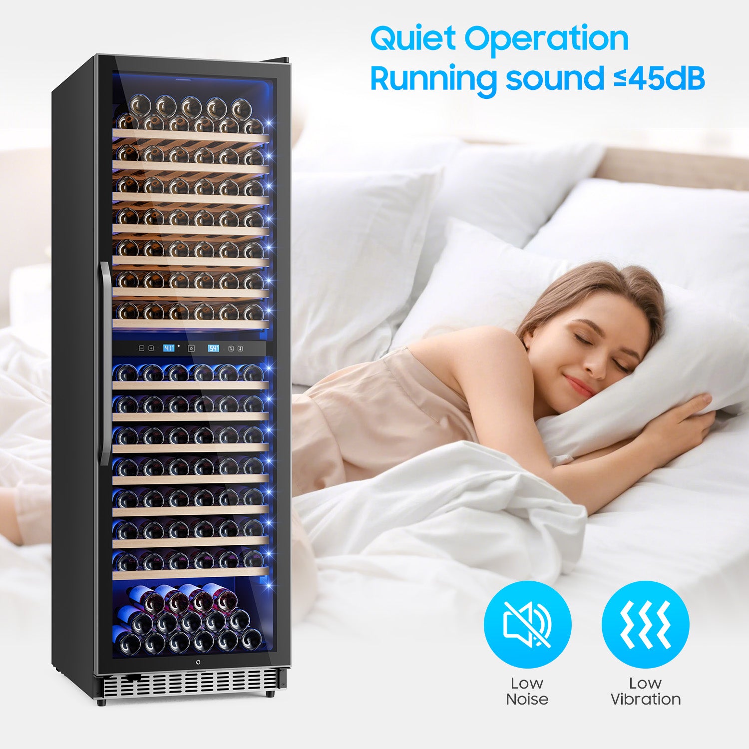 Wine Cooler Refrigerator 24 Inch,176 Bottle Dual Zone Wine Fridge Freestanding/Built-In with Upgraded Compressor, Low-Noise Wine Cellar & Intelligent Temperature Control