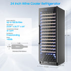 158-Bottle Wine Cooler Refrigerator Suitable for Mixed Bottle Sizes, 24 Inch Wine Refrigerator Freestanding with Professional Temperature Control System, Low Noise Operation