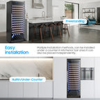 158-Bottle Wine Cooler Refrigerator Suitable for Mixed Bottle Sizes, 24 Inch Wine Refrigerator Freestanding with Professional Temperature Control System, Low Noise Operation