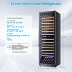 Wine Cooler Refrigerator 24 Inch,176 Bottle Dual Zone Wine Fridge Freestanding/Built-In with Upgraded Compressor, Low-Noise Wine Cellar & Intelligent Temperature Control