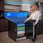 24 Inch Beverage Refrigerator, 200 Can Built-in Beverage Cooler, Under Counter Beer Fridge with Glass Door for Soda, Water, Wine - For Kitchen, Bar or Office