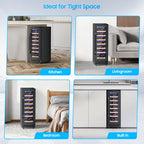 12" Wine Cooler Refrigerator 21 Bottle Wine Fridge Built-in or Freestanding with Double-Layer Tempered Glass Door Compressor quick cooling,Low Noise